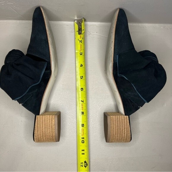 Jeffrey Campbell Black Suede Mule Slip On Shoes w/ Bow & Block Heel Women’s 8 - Picture 12 of 16